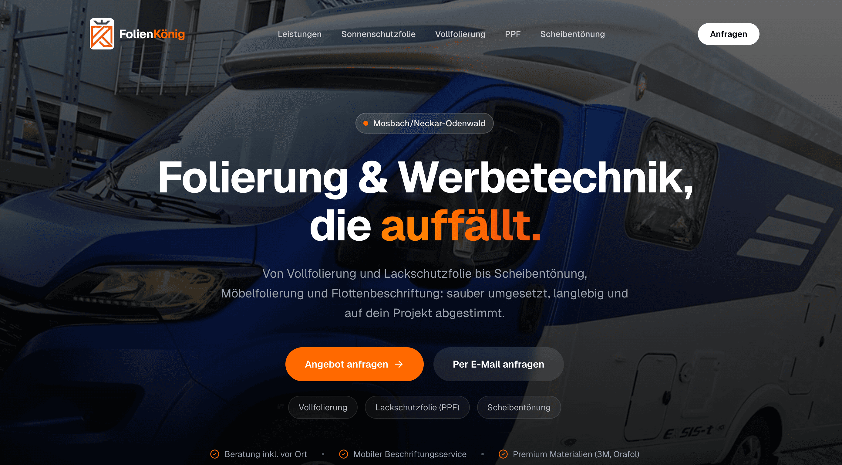 Website-Referenz für einen Handwerksbetrieb